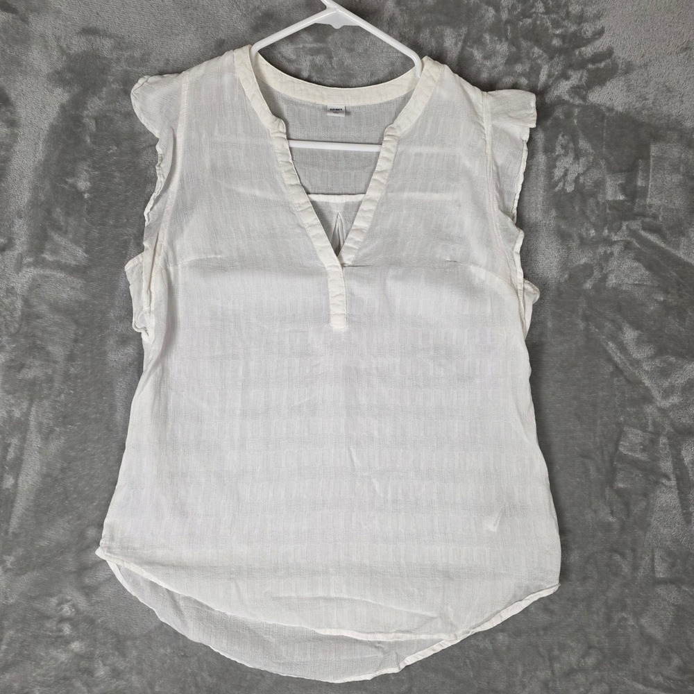 Old Navy Romantic Cottagecore White Cotton Flutter Sleeve Blouse Size S‎